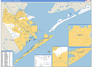 Galveston-Texas City Metro Area Wall Map Basic Style